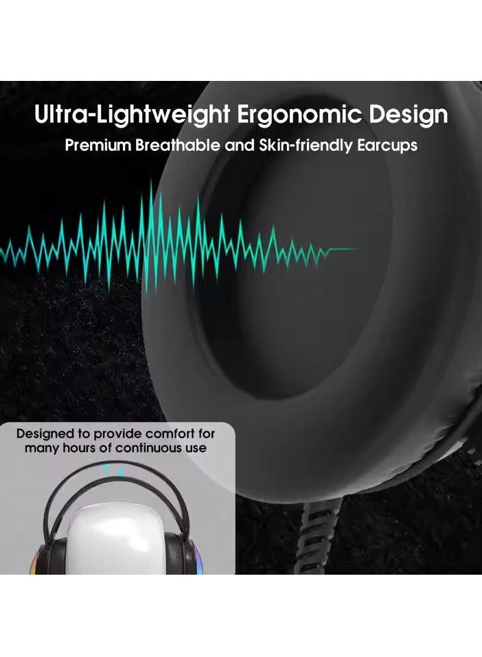 سماعة ألعاب ThinkPlus - RGB - موديل G30B - ميكروفون عالي الدقة-اسود - Image 4