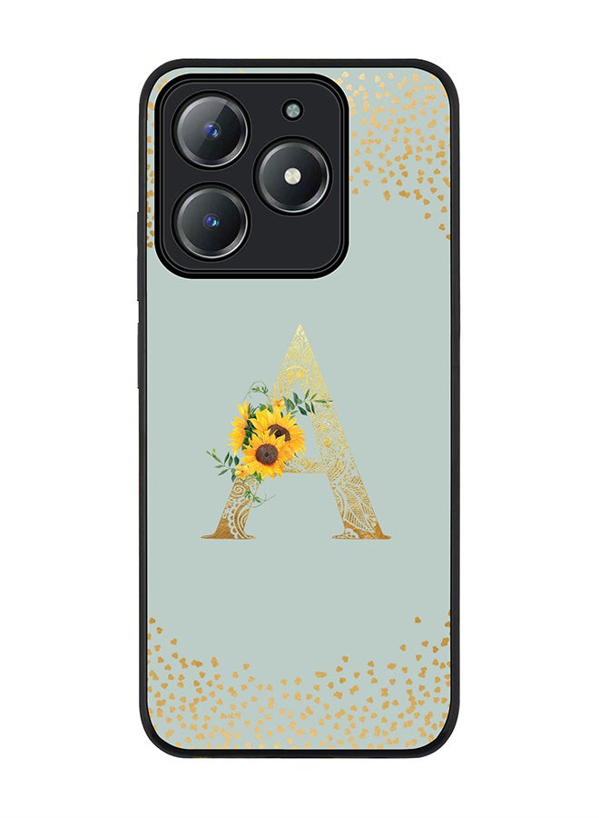 Stylizedd For Realme C63 / Realme C61 4G Case,Slim fit Camera Protection, Shockproof Thin Phone cover  - Custom Floral Monogram - A  (Light Grey ) - Image 1