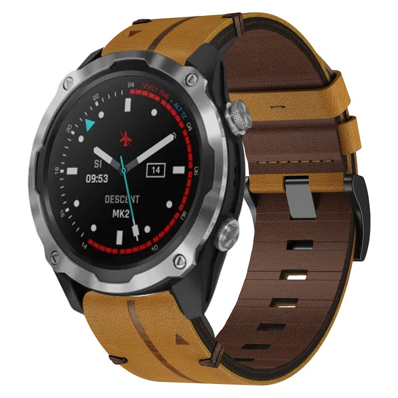 S-TOP For Garmin Descent MK 2 Leather Textured 26mm Watch Band(Brown) - Image 1