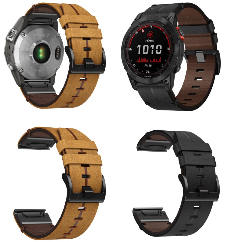 S-TOP For Garmin Descent MK 2 Leather Textured 26mm Watch Band(Brown) - Image 3