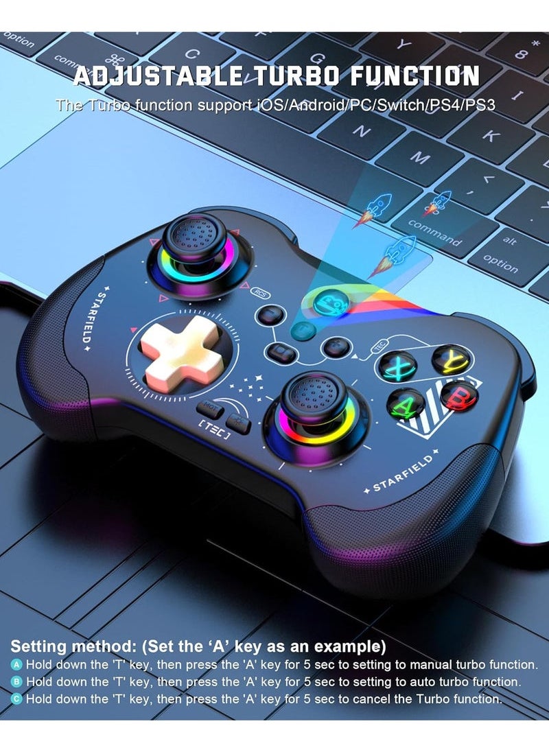 Beauenty - Mobile Gaming Controller for iPad/iPhone/Tablet, Cloud Controller Remote Joystick for iOS/Android, Wireless Switch Controller with Macro ons/Hall-Rocker/Hall-Trigger/Dual Vibration (Starry Black) - Image 1