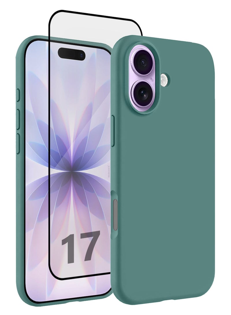 CATANES 2 Packs Silicone Protective Phone Case for iPhone 17 - Soft Anti-Scratch Microfiber Lining Ultra Slim Drop Protection Phone Cover with 3D Screen Protector - Cactus Green - Image 1