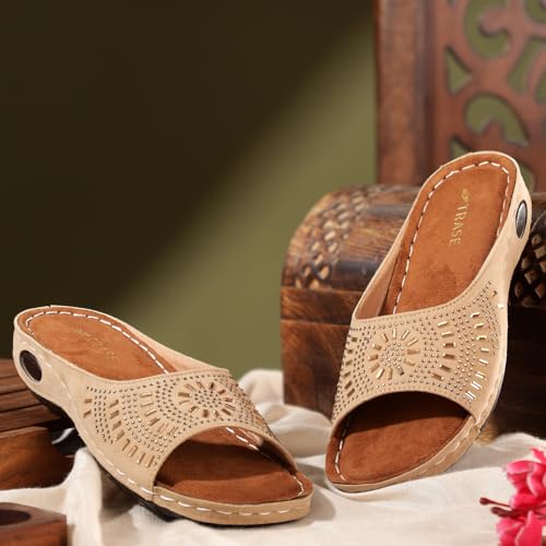 TRASE Fancy Chappal For Women | Orthopaedic And Diabetic Daily Use Women's Sandal | Good For Knee And Foot Pain Slipper (Beige,6 UK) - Image 5