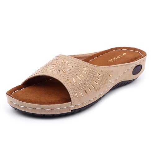 TRASE Fancy Chappal For Women | Orthopaedic And Diabetic Daily Use Women's Sandal | Good For Knee And Foot Pain Slipper (Beige,6 UK) - Image 1