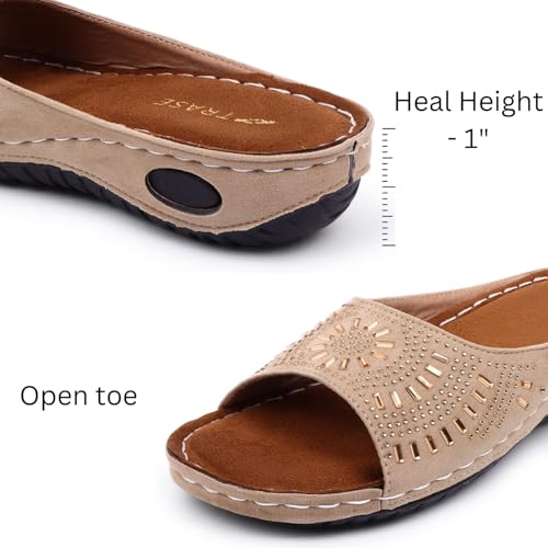 TRASE Fancy Chappal For Women | Orthopaedic And Diabetic Daily Use Women's Sandal | Good For Knee And Foot Pain Slipper (Beige,6 UK) - Image 4