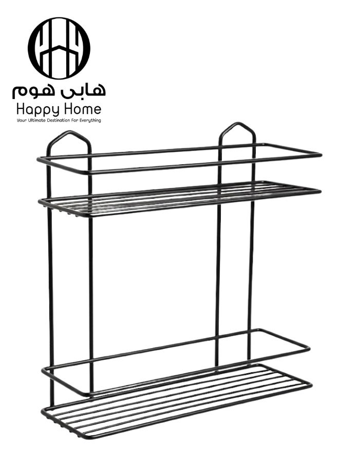 Happy Home Double Stainless Steel Bathroom Corner - 2 Shelves for Shampoo, Soap and Toiletries Storage, Elegant 31 x 30 cm, Suitable for Bathroom and Kitchen, Luxury Black - Image 5