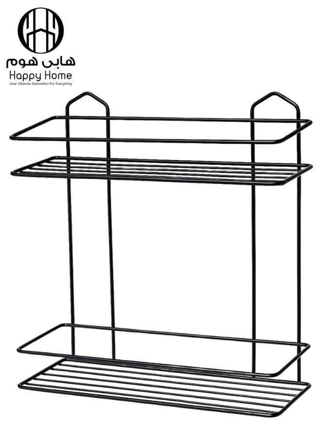 Happy Home Double Stainless Steel Bathroom Corner - 2 Shelves for Shampoo, Soap and Toiletries Storage, Elegant 31 x 30 cm, Suitable for Bathroom and Kitchen, Luxury Black - Image 2