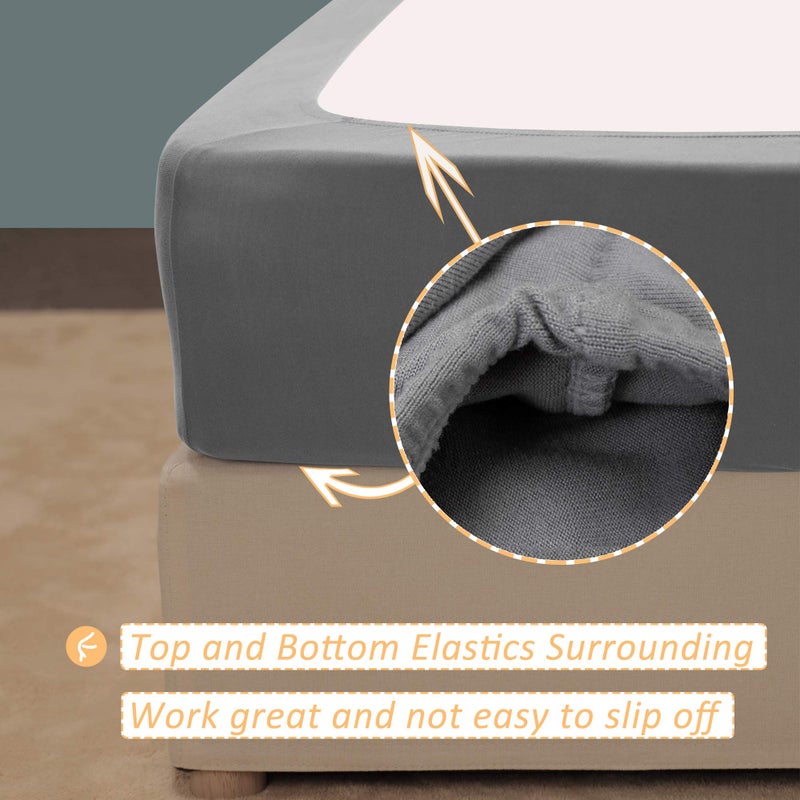 Mrs Awesome Mrs Awesome Stretch Jersey Box Spring Cover Wrap Around  Bed Skirt Alternative  Ultra Soft & Wrinkle Resistant  Full/Full XL  Light Gray  - Image 3