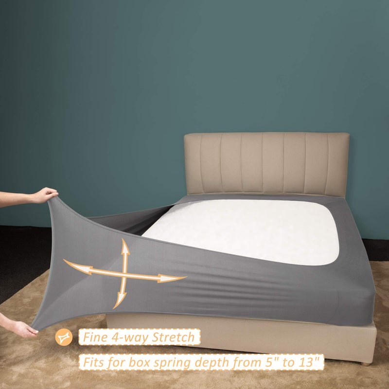 Mrs Awesome Mrs Awesome Stretch Jersey Box Spring Cover Wrap Around  Bed Skirt Alternative  Ultra Soft & Wrinkle Resistant  Full/Full XL  Light Gray  - Image 4
