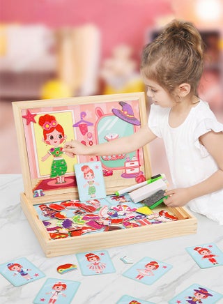 Magnetic Drawing Board, Girls Dress up themed toys, Wooden Puzzles Games Toys for Kids Drawing Learning - view 2