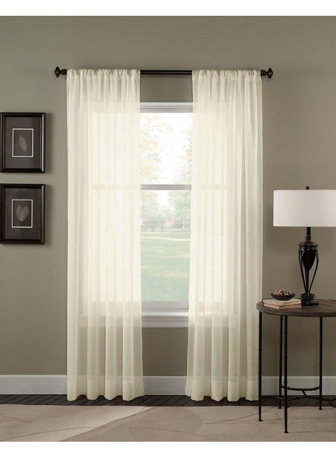 Curtainworks Trinity Crinkle Voile Sheer Curtain Panel, 51 by 84", Oyster - Image 2