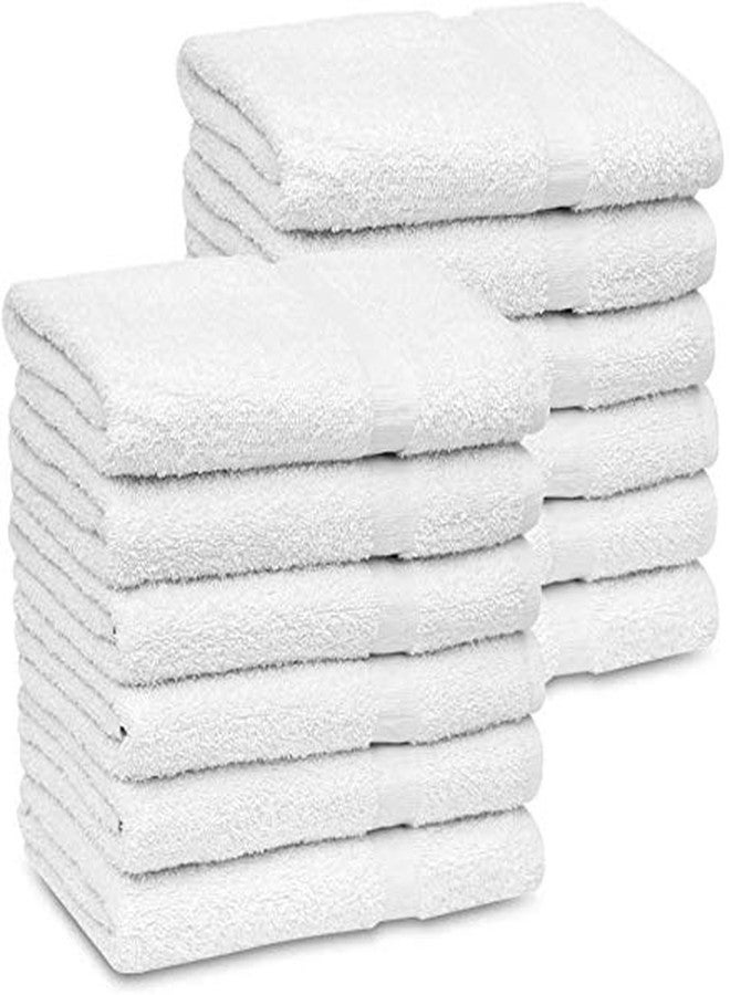 GOLD TEXTILES Bulk Bath Towels White 12 Pack (22x44 Inches) Economy Light Weight Easycare - Image 1