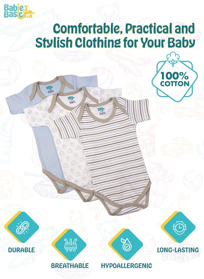 Babies Basic - Printed Romper/Bodysuit For Babies - Pack Of 3, Multi Color - Image 1