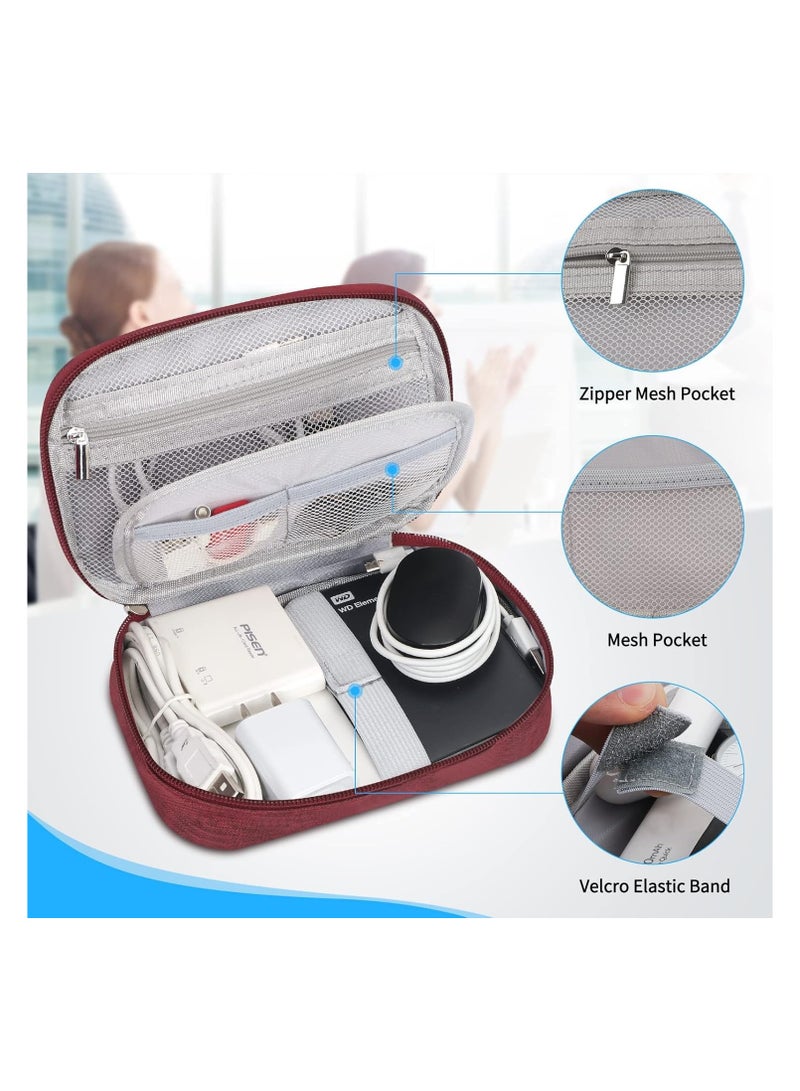 Bukela Electronics Storage Bag With Portable Power Cord Storage Bag, Electronic Accessories Storage Bag, Travel Cable Storage Bag, Cable Storage Bag, Black, Red - Image 3