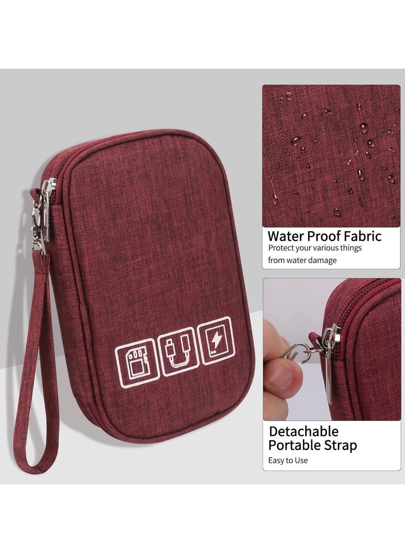 Bukela Electronics Storage Bag With Portable Power Cord Storage Bag, Electronic Accessories Storage Bag, Travel Cable Storage Bag, Cable Storage Bag, Black, Red - Image 4