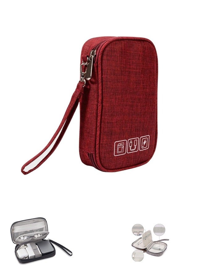 Bukela Electronics Storage Bag With Portable Power Cord Storage Bag, Electronic Accessories Storage Bag, Travel Cable Storage Bag, Cable Storage Bag, Black, Red - Image 1