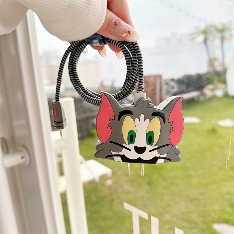 SKYCELL Charger Case Cover with Full Cable Protector 3D Cute Pattern Compatible for iPhone Charger Only 18W & 20W iPhone 16,iPhone 13,iPhone 15,iPhone 14 (TOM Grey) - Image 5