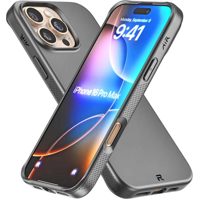 Rebel حافظة REBEL Air لهاتف iPhone 16 Pro Max [سلسلة AirÂ²] متوافقة مع MagSafe قوية، جوانب قابلة للإمساك، غلاف TPU نحيف وخفيف الوزن، زوايا واقية، حلقة عدسة مرتفعة، هاتف 6.9 بوصة 2024 (أسود) - Image 1