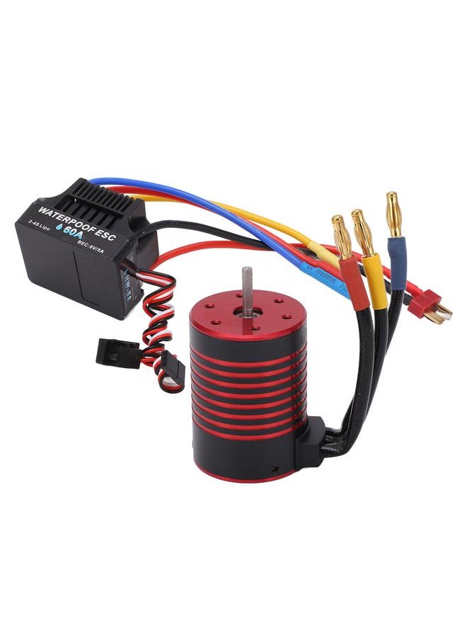 Thoraya GTSKYTENRC 3650 Brushless Motor 60A ESC Combo Long Wire T Plug Aluminum Alloy Red Black for 1/10 RC Car 3100KV  - Image 3