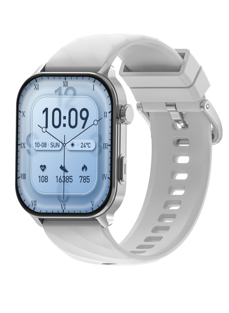 رولستيمي ساعة ذكية للرجال والنساء (إجراء / الرد على المكالمة) ، ساعة ذكية عالية الدقة مقاس 2.01 بوصة مقاومة للماء ، نظام تحديد المواقع متعدد الأنظمة ، شاشة نوم 24/7 ، بطارية 360 مللي أمبير في الساعة 10 أيام، 100 + وضع رياضي ، 200 + وجوه ساعة قائمة على السحابة ، شريط 300 فضي - Image 1