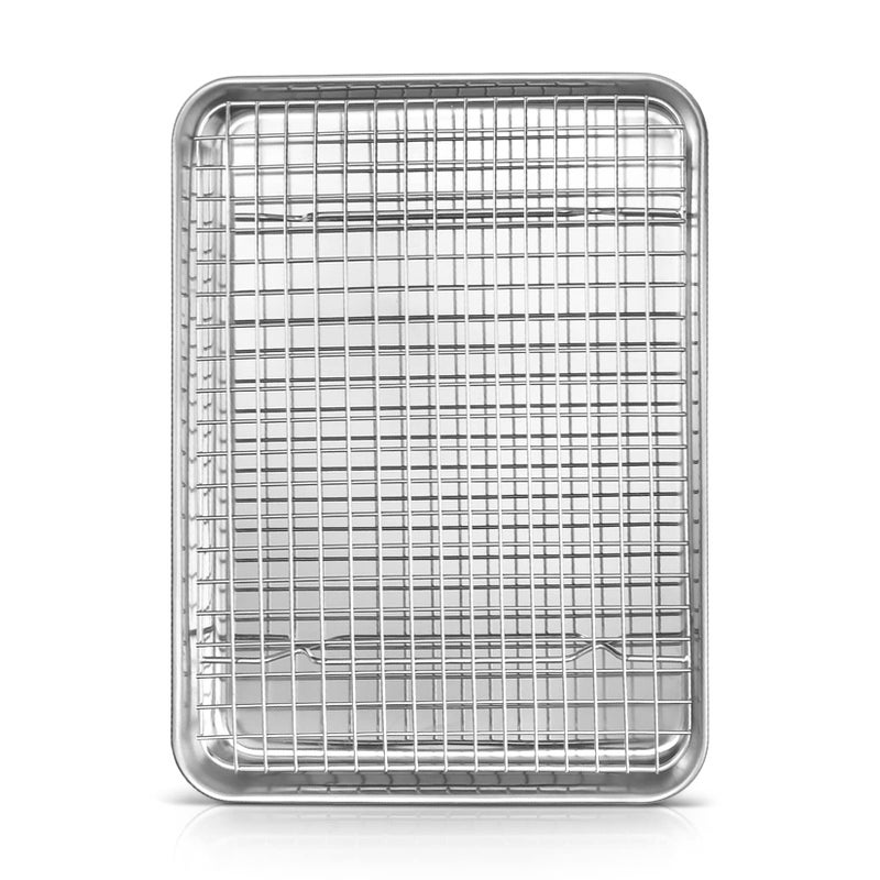 Baking Sheet Pan with Cooling Rack Set Joyfair Stainless Steel Toaster Oven Tray Pans with Grid Racks Rectangular Bakeware for CookieBacon Heavy Duty  Rustfree Dishwasher Safe 125 Inch