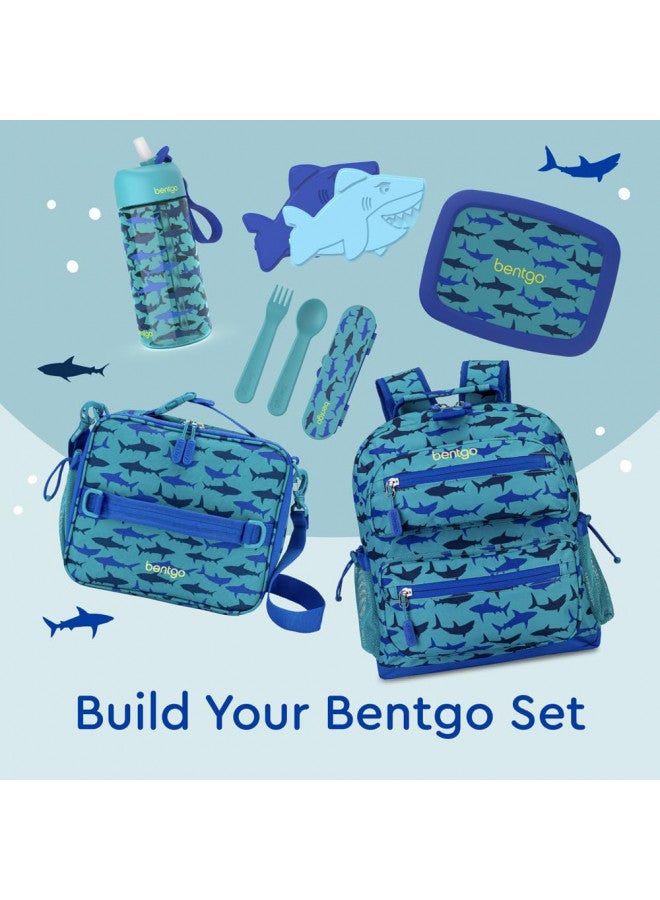 Bentgo Kids Lunch Bag - Durable, Double-Insulated Lunch Bag for Kids 3+; Holds Lunch Box, Water Bottle, & Snacks; Easy-Clean Water-Resistant Fabric & Multiple Zippered Pockets (Shark) - Image 4