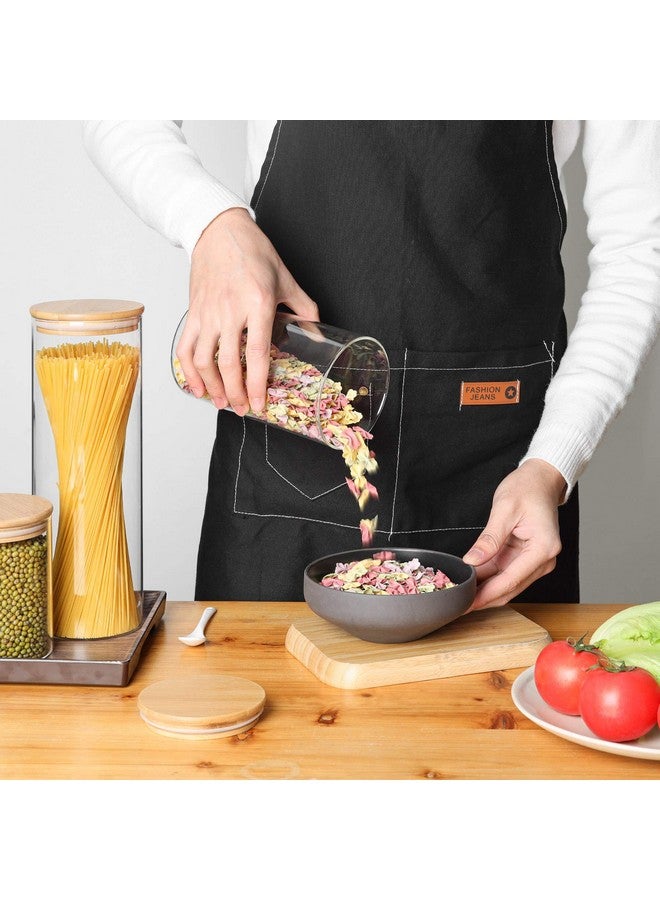 ComSaf Glass Spaghetti Pasta Storage Container with Lids 70oz Set of 3, Tall Clear Airtight Food Storage Jar with Wood Cover Kitchen Pantry Storage Container for Noodles Flour Cereal Coffee Beans - Image 2