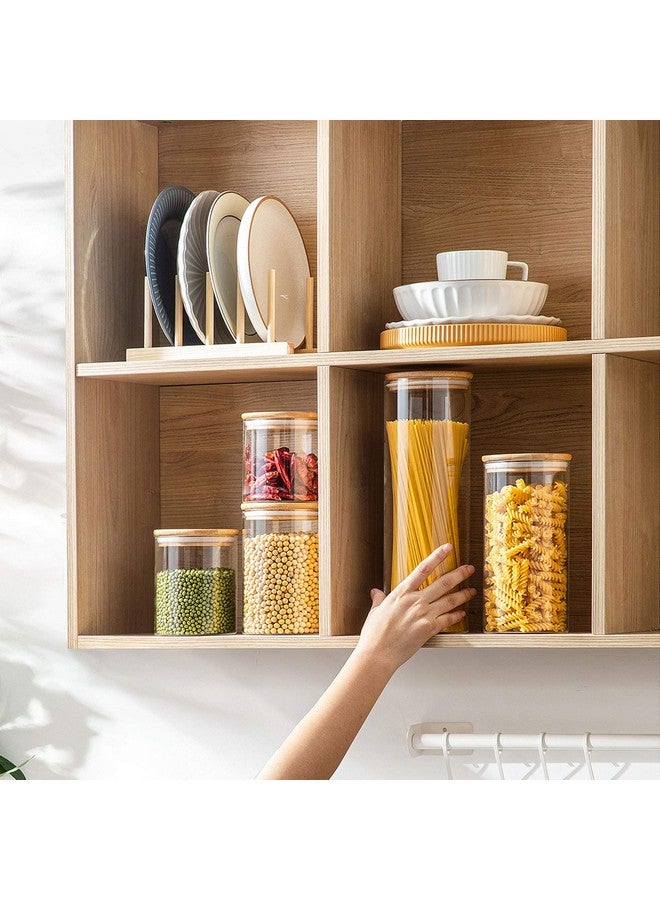 ComSaf Glass Spaghetti Pasta Storage Container with Lids 70oz Set of 3, Tall Clear Airtight Food Storage Jar with Wood Cover Kitchen Pantry Storage Container for Noodles Flour Cereal Coffee Beans - Image 4