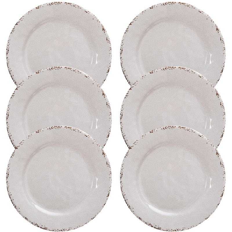 ZAROCRUS 6-Piece Farmhouse Salad Plates Set, BPA Free and Chip Resistant 9-Inch Lightweight Round Melamine Plates, White Plate for Dessert, Salad, Appetizer, and Cake, Small Dinner Plate - Image 1