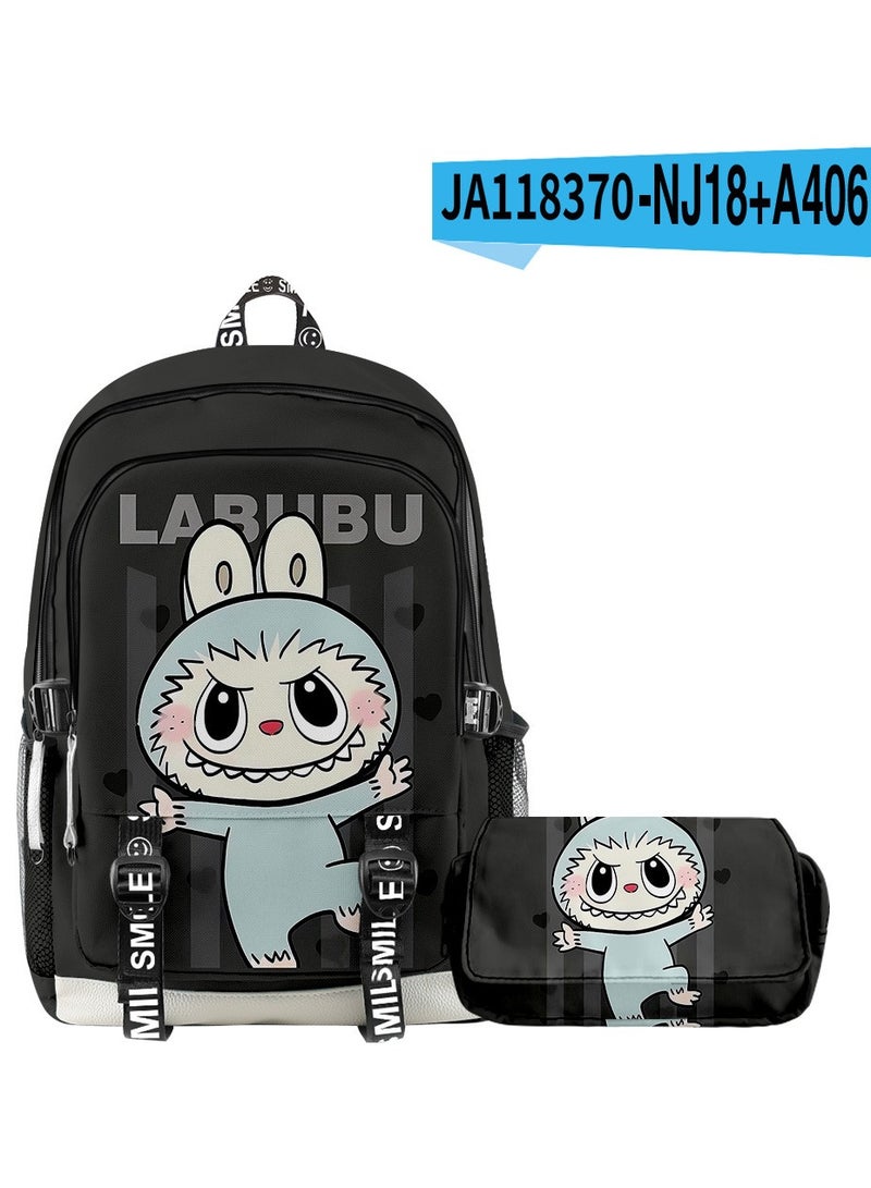 SKT Shiketro Cartoon Printed School Bag Backpack Double-Layer Pencil Bag Two-Piece Set 44*30*18cm