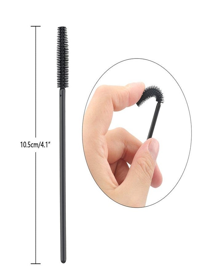 g2plus 100PCS Silicone Eyelash Brushes Mascara Brushes Wands Applicator Makeup Kits for Makeup, Personal Care and Eyelash Extensions (Pure Black) - Image 2