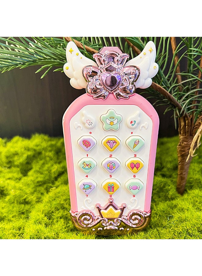Children's Mobile Phone Toys Baby Enlightenment Music Story Puzzle Multi-functional Boys And Girls Baby Early Education Simulation Telephone-Color:Music Phone (pink) - Image 1