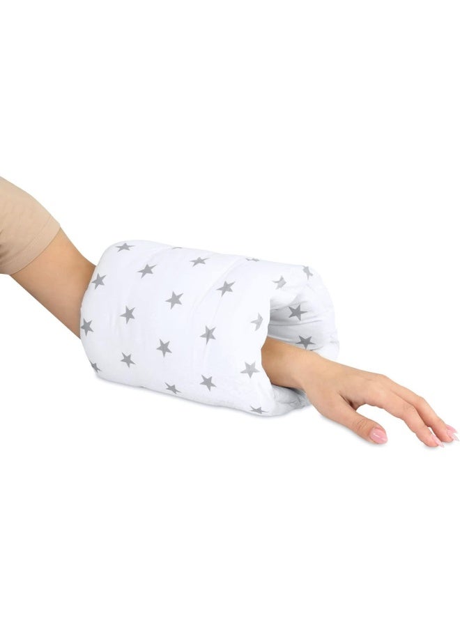 A small cotton nursing pillow or armrest for comfortable breastfeeding and bottle feeding anywhere.  A very practical and comfortable product for mothers and fathers to help them breastfeed or feed their baby at home, outside, or on the go. - Multi-colored - Image 1