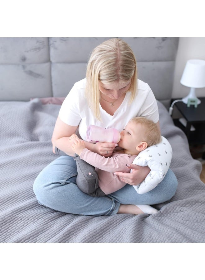 A small cotton nursing pillow or armrest for comfortable breastfeeding and bottle feeding anywhere.  A very practical and comfortable product for mothers and fathers to help them breastfeed or feed their baby at home, outside, or on the go. - Multi-colored - Image 2