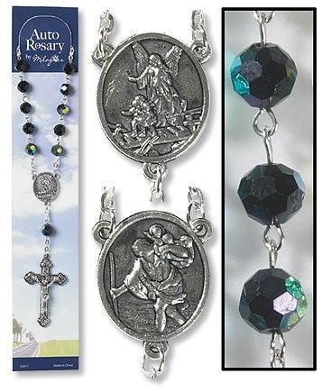1home Black Auto Rosary mm Crystal AB Bead/Silver Plate L with Clasp - Image 5