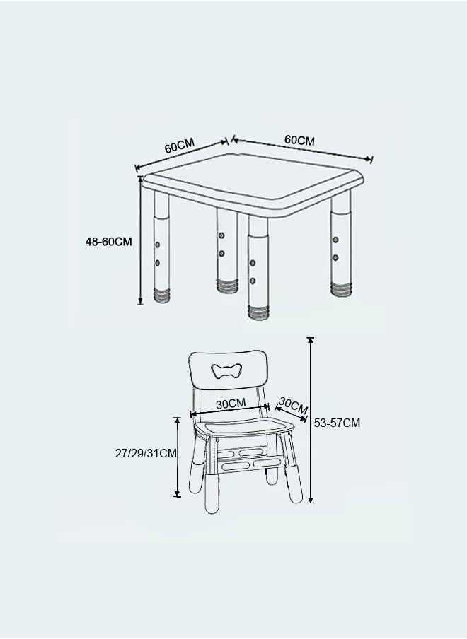 XIANGYU Plastic Children Reading Study Square Desk Kids Table and Chair Set  - Image 2