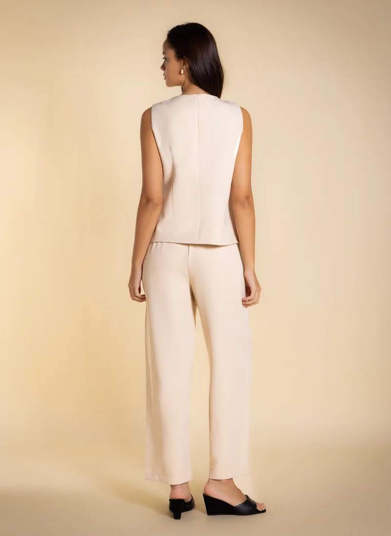 Shapes Beige DETAILED WAISTCOAT SET for Women | Best Price UAE
