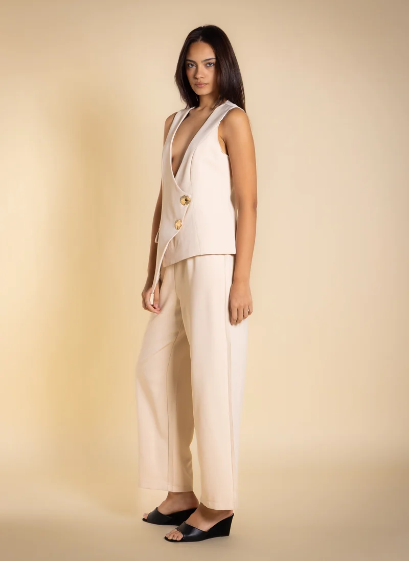 Shapes Beige DETAILED WAISTCOAT SET for Women | Best Price UAE