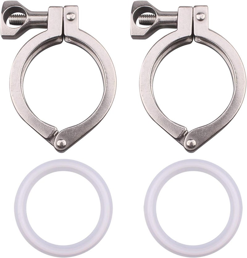 DERNORD 2 Inch Tri-clamp Stainless Steel 304 Heavy Duty Clamp with Silicone Gasket - 2 Pack - Image 1