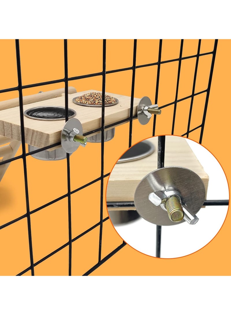 Mmmon Bird Food Stainless Steel Cups Wooden Perch Stand Hanging Feeder Bowls Feeding and Watering suppliesfor Parakeets Conures Cockatiels Budgie Parrot - Image 4