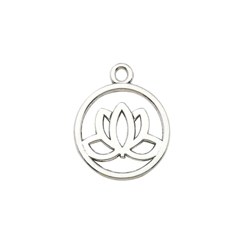 DIY Korean Lotus Pendant Alloy Craft 7974-1.5g19x23 ancient silver Lotus