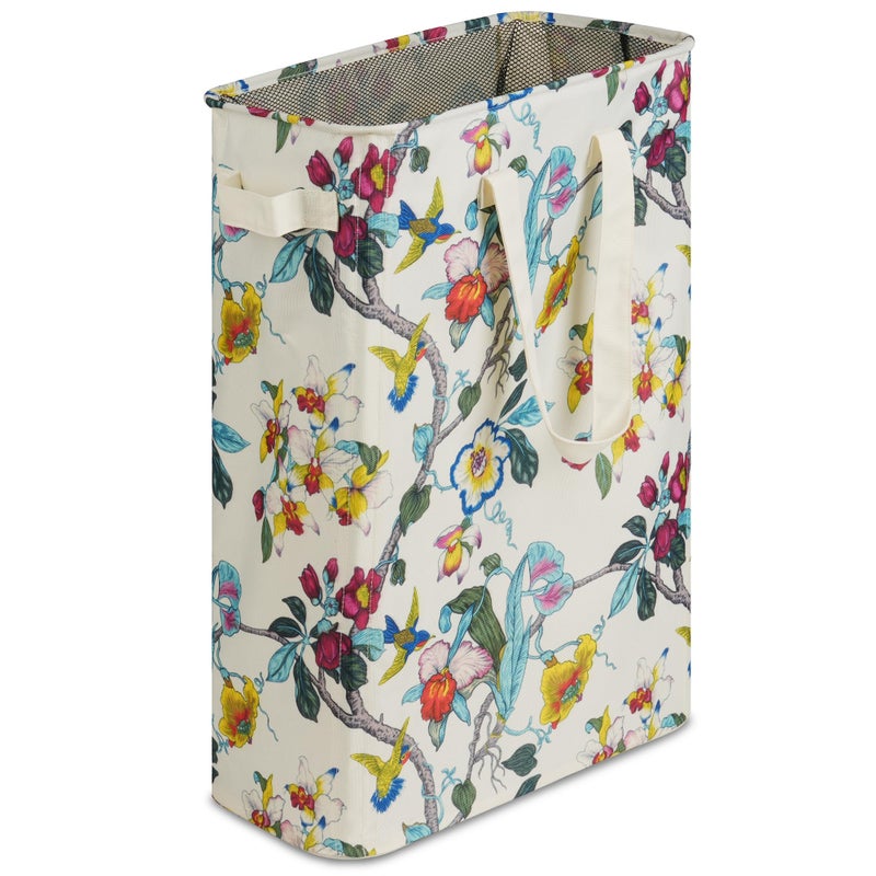 efluky Slim Laundry Basket, Narrow Laundry Hamper with Handles, Collapsible Dirty Clothes Hamper, Tall Laundry Bin for Laundry Room, Dorm and Bedroom, 48L (12.7 Gallon) Floral - Image 1