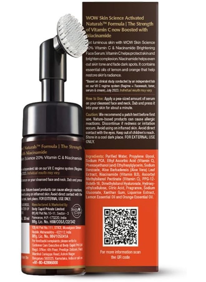 WOW Skin Science - Brightening Vitamin C Foaming Face Wash With Built In Face Brush For Deep Cleansing, 150 Ml - Image 1