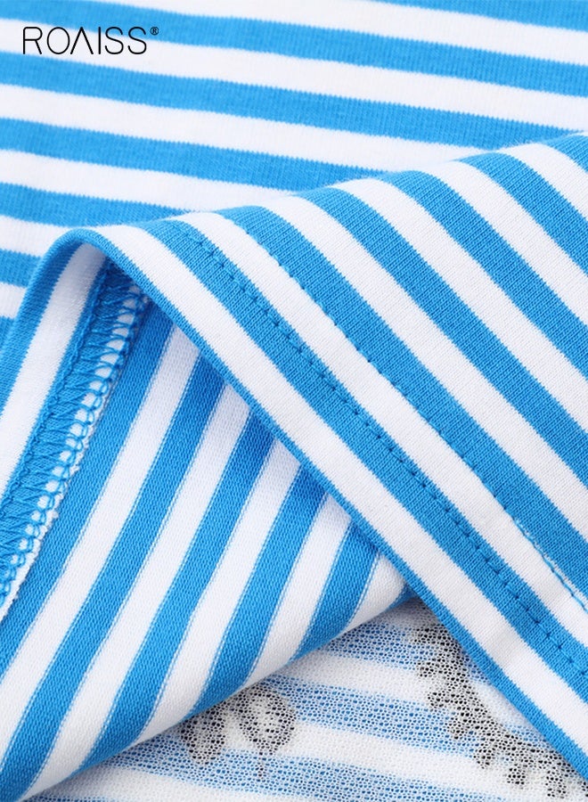 roaiss Toddlers Striped Long-Sleeve T-Shirt, Soft Comfortable Shirt with Cartoon Pattern, Casual Crewneck Printed T-Shirts for Boys, Suitable for All Occasions - Image 2