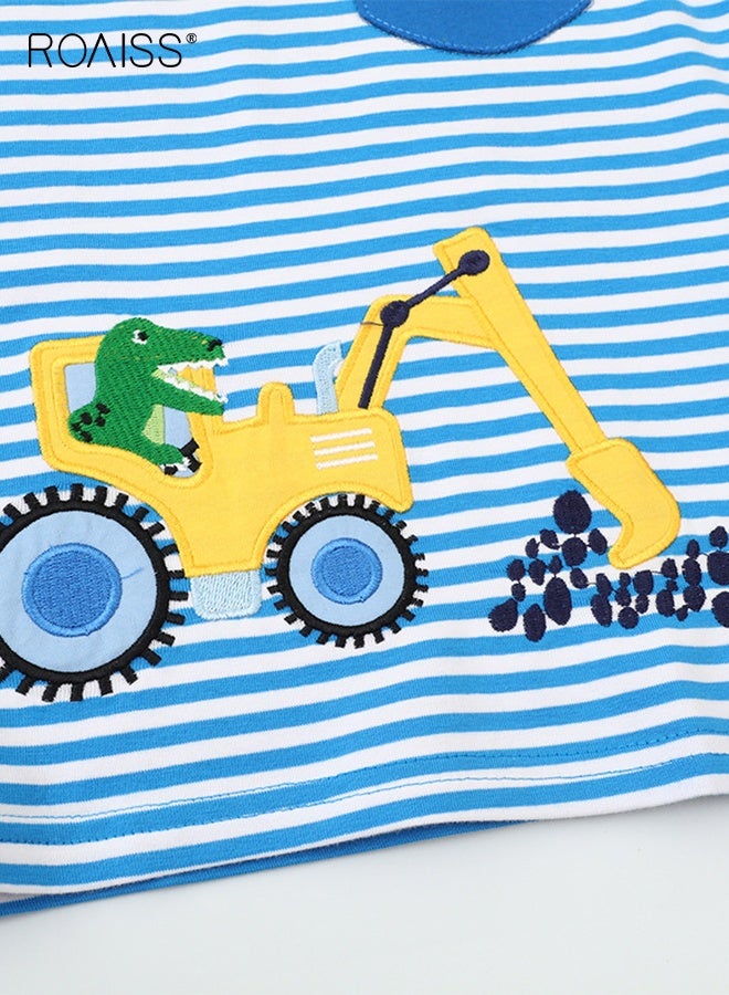 roaiss Toddlers Striped Long-Sleeve T-Shirt, Soft Comfortable Shirt with Cartoon Pattern, Casual Crewneck Printed T-Shirts for Boys, Suitable for All Occasions - Image 4