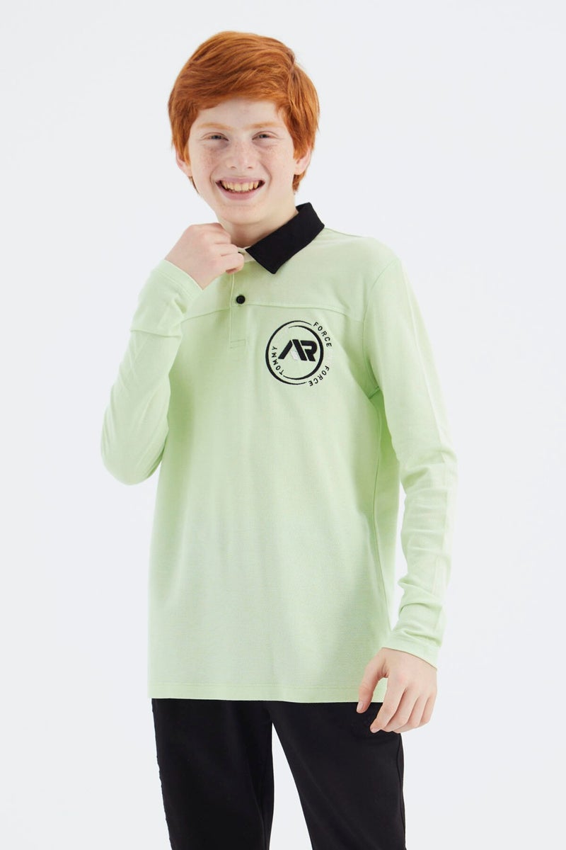 Tommy Life Light Green Polo Neck Boy T-Shirt - 11172 - Image 1