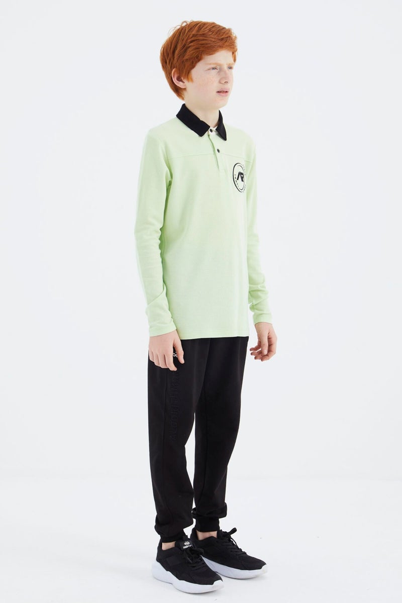 Tommy Life Light Green Polo Neck Boy T-Shirt - 11172 - Image 4