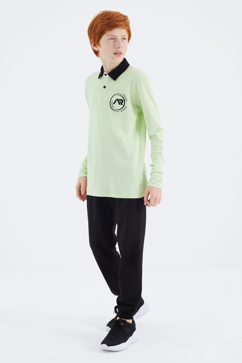 Tommy Life Light Green Polo Neck Boy T-Shirt - 11172 - Image 2