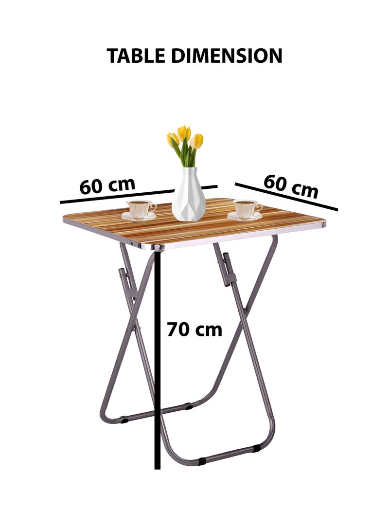 Toshonics Foldable Wooden Square Table with 2 Folding Chairs Set – Portable Indoor Outdoor Dining and Workstation Set for Home, Kitchen, Balcony, Garden, Office, Camping, Picnic, Beach – No Assembly Needed – Compact, Lightweight, Waterproof Wood Surface, Metal Frame, Anti-Skid Feet – Durable Small Table and Chair Set for Space Saving and Easy Storage – Suitable for Breakfast, Laptop, Study, Coffee, Kids, and Adults  - Image 4