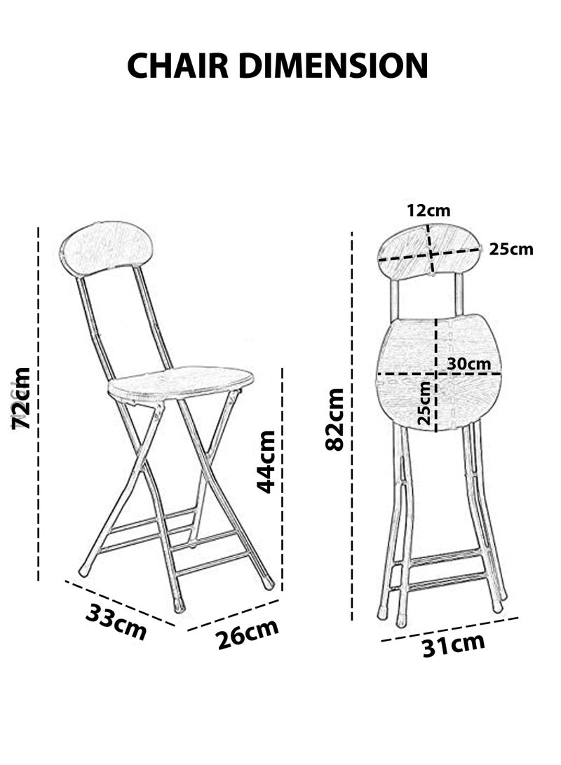 Toshonics Foldable Wooden Square Table with 2 Folding Chairs Set – Portable Indoor Outdoor Dining and Workstation Set for Home, Kitchen, Balcony, Garden, Office, Camping, Picnic, Beach – No Assembly Needed – Compact, Lightweight, Waterproof Wood Surface, Metal Frame, Anti-Skid Feet – Durable Small Table and Chair Set for Space Saving and Easy Storage – Suitable for Breakfast, Laptop, Study, Coffee, Kids, and Adults  - Image 5